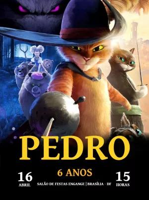 Convite de Aniversário Gato de Botas com Personagens para Editar