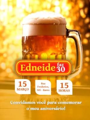 Convite de Aniversário Tema Boteco para Editar Online