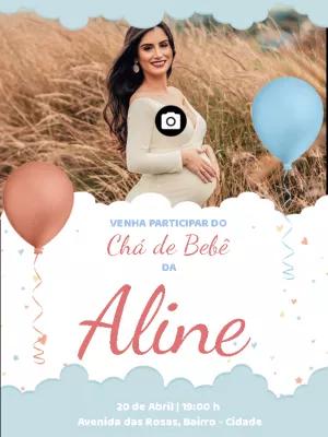 Convite de Chá de Bebê com Foto para Editar Online