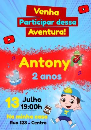 Convite de Aniversário Luccas Neto Aventureiro para Editar