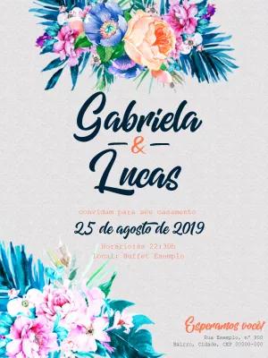 Convite de Casamento Floral Aquarela para Editar Online