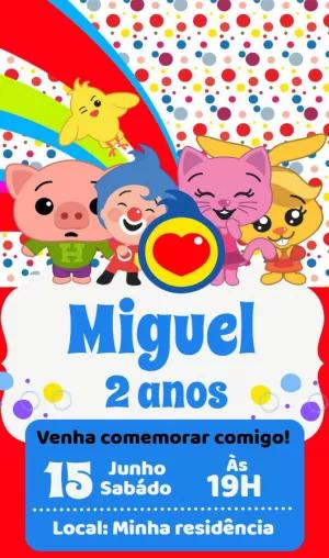 Convite Aniversário Palhaço Plim Plim para Editar Online