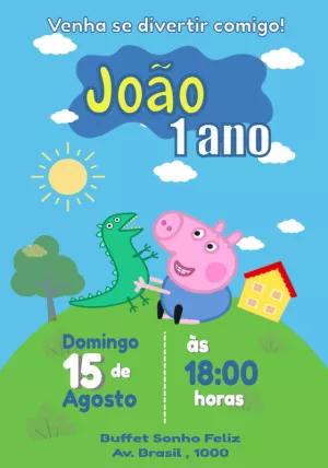 Convite de Aniversário George Pig para Editar Online