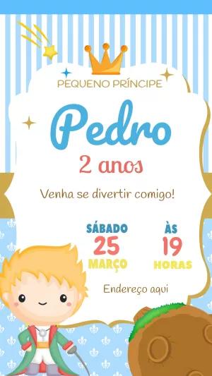 Convite de Aniversário Pequeno Príncipe para Editar Online