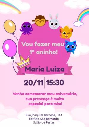 Convite Aniversário Bolofofos com Personagens para Editar Online