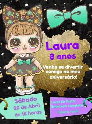 Convite de Aniversário Boneca Lol Surprise para Editar Online