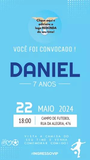 Convite Aniversário Futebol com Logo do Time para Editar Online
