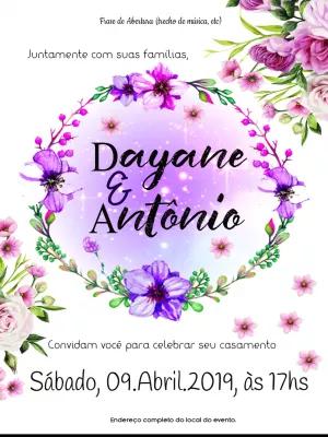 Convite de Casamento Floral Roxo para Editar Online