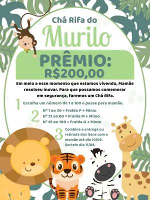 Convite Chá Rifa Safári Menino para Editar Online