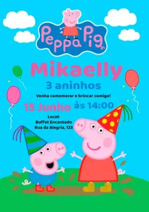 Convite de Aniversário Peppa Pig para Editar Online