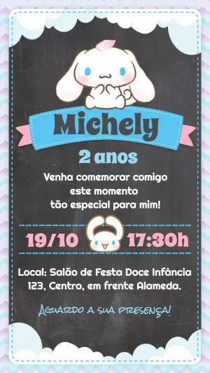 Convite Aniversário Cinnamoroll para Editar Online