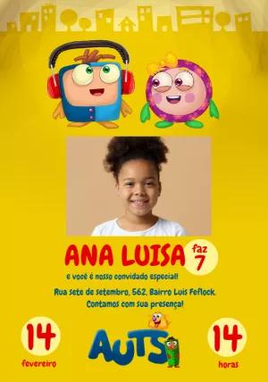 Convite de Aniversário Eu Sou Auts com Foto para Editar Online