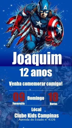 Convite de Aniversário Capitão América para Editar Online