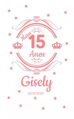 Arte para Copo 15 Anos Coroa Rosa Editável Online