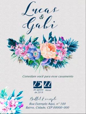 Convite de Casamento Floral Aquarela Editável Online