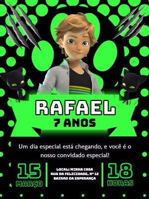 Convite de Aniversário Cat Noir Miraculous para Editar