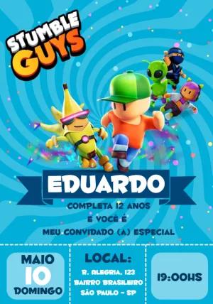 Convite de Aniversário Stumble Guys para Editar Online