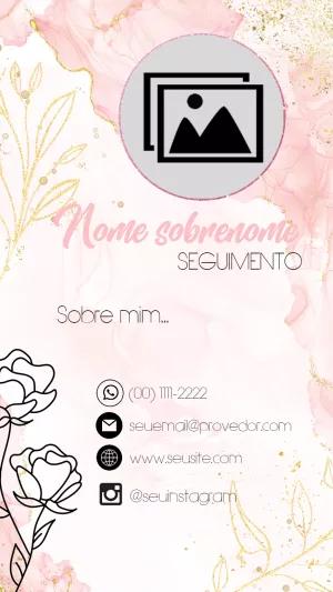 Cartão de Visita Digital Rosé Gold com Glitter para Editar