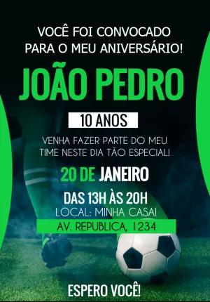 Convite de Aniversário Futebol para Editar e Enviar Online