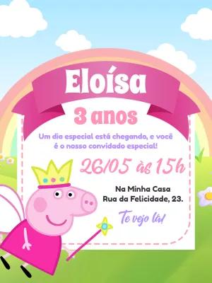 Convite Aniversário Peppa Pig Fada para Editar Online