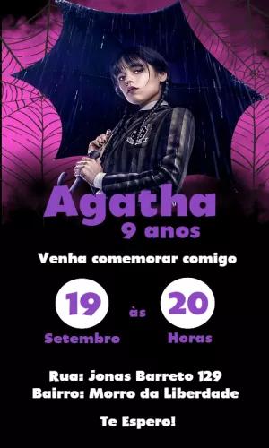 Convite de Aniversário Wandinha Addams Editável Online