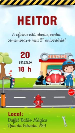 Convite de Aniversário Mecânico para Editar Online
