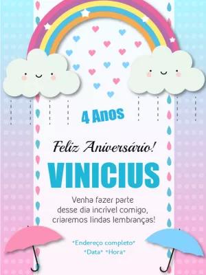 Convite Aniversário Chuva de Amor para Editar Online