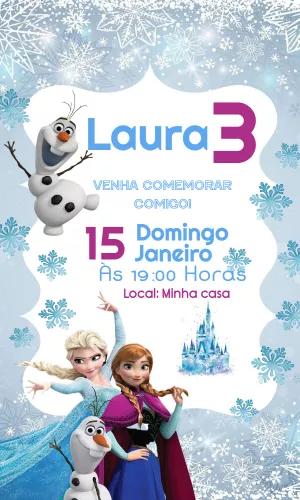 Convite de Aniversário Frozen com Personagens para Editar