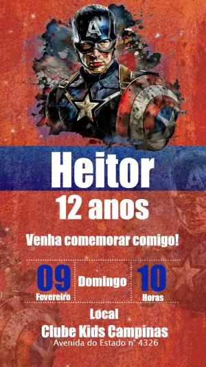 Convite Aniversário Capitão América para Editar Online