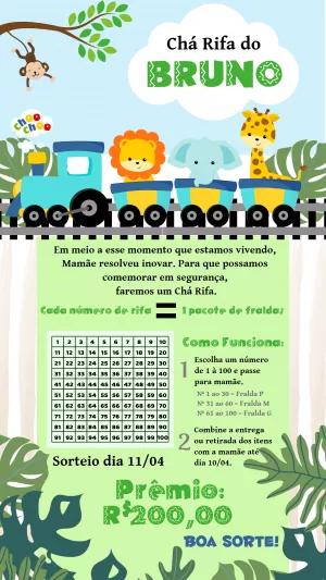 Chá Rifa Safari com Animais Editável para Enviar Online
