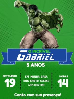 Convite de Aniversário Hulk para Editar Online