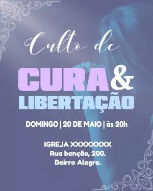 Convite para Culto de Cura e Libertação com Foto para Editar