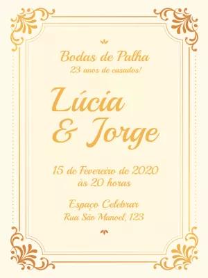 Convite Bodas de Palha Elegante para Editar Online