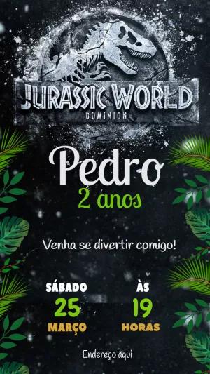 Convite Aniversário Jurassic World Dominion para Editar Online