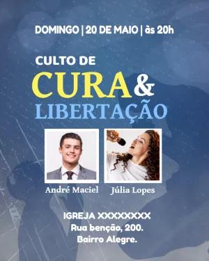 Cartaz Editável para Culto de Igreja com Foto para Divulgar