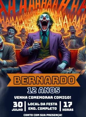 Convite de Aniversário Coringa para Editar Online