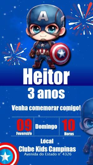 Convite Aniversário Capitão América para Editar Online