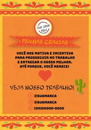 Cartão Obrigado pela Compra Tema Mexicano para Editar Online