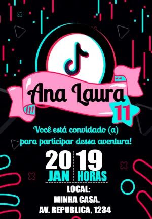 Convite de Aniversário TikTok Moderno para Editar Online