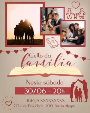 Cartaz para Culto da Família com Foto para Editar Online