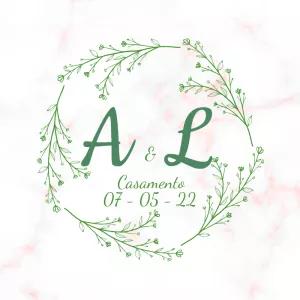 Monograma de Casamento Floral com Iniciais para Editar Online