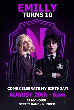 Wednesday Addams Birthday Invitation to Edit Online