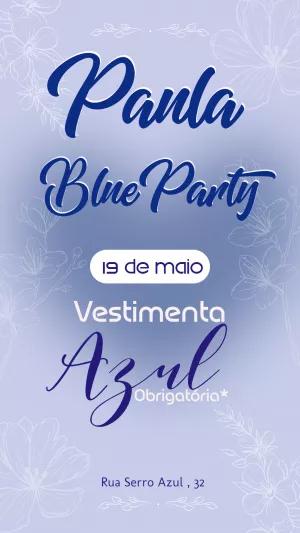 Convite de Aniversário Blue Party Elegante para Editar Online