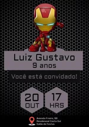 Convite de Aniversário Homem de Ferro para Editar Online