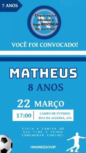 Convite de Aniversário Futebol Editável Online para Imprimir