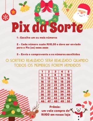 Cartela de Rifa Natalina Pix da Sorte Editável Online