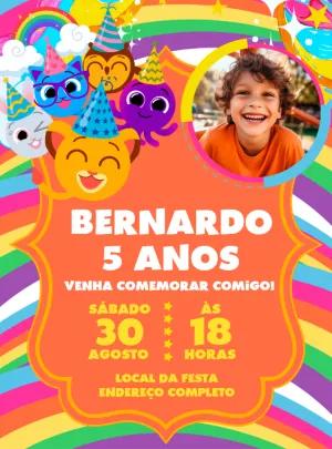 Convite Aniversário Bolofofos com Foto para Editar Online