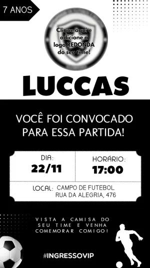 Convite de Aniversário Futebol Estilo Ingresso para Editar Online
