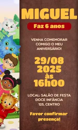 Convite de Aniversário Daniel Tiger para Editar Online