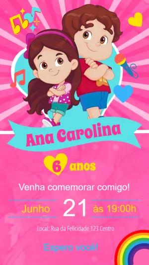 Convite Aniversário Maria Clara e JP para Editar Online